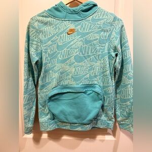 Nike Kids NSW Print Pullover Hoodie Washed Teal/Light